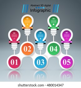 Infographic design template and marketing icons. Bulb icon. Light icon.