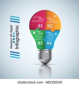 Infographic design template and marketing icons. Bulb icon. Light icon.