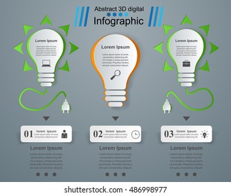 Infographic design template and marketing icons. Bulb icon. Light icon.