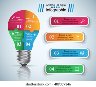 Infographic design template and marketing icons. Bulb icon. Light icon.