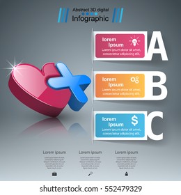  Infographic design template and marketing icons. Heart icon.