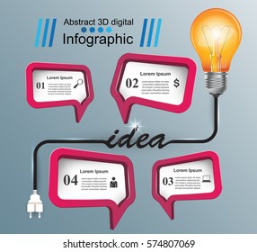 Infographic design template and marketing icons. Bulb icon. Light icon.