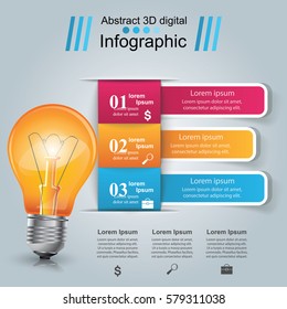 Infographic design template and marketing icons. Bulb icon. Light icon.