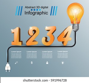 Infographic design template and marketing icons. Bulb icon. Light icon.