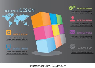 Infographic design template and marketing icons, Business concept with 6 options, parts, steps or processes. Can be used for workflow layout, diagram, number options, web design.Vector illustration