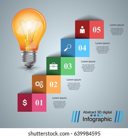 Infographic design template and marketing icons. Bulb icon. Light icon.
