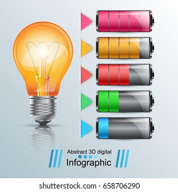 Infographic design template and marketing icons. Bulb icon. Light icon.