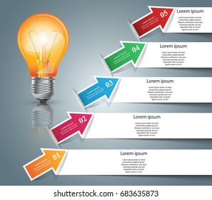 Infographic design template and marketing icons. Bulb icon. Light icon.