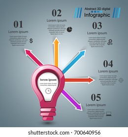 Infographic design template and marketing icons. Bulb icon. Light icon.