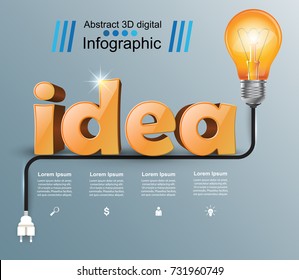 Infographic design template and marketing icons. Bulb icon. Light icon. idea illustration.