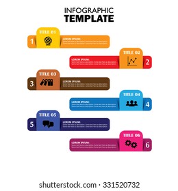 infographic design template and marketing vector icons. this business concept has 6 options, choices, steps or processes and can be used for workflow layout, diagram, number options, web design