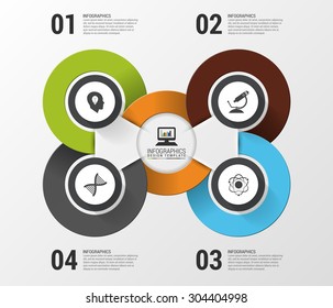 Infographic design template with modern circles on the grey background. Vector illustration