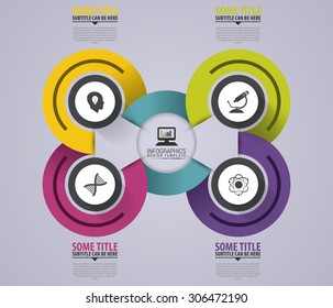 Infographic design template with modern circles on the grey background. Vector illustration