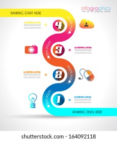 Infographic Design Template with modern flat style. Ideal to display data and for product ranking or generic classification of items.