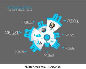 Infografik Design Template mit modernem Flachstil. Ideal für die Anzeige von Daten und für die Einstufung von Produkten oder generische Klassifizierung von Artikeln.