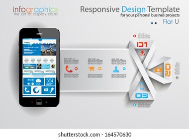 Infographic Design Template with modern flat style. Ideal to display data and for product ranking or generic classification of items.