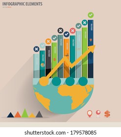 Plantilla de diseño de infografía - grafo de diseño moderno con elementos de infografía, puede utilizarse para concepto de negocio, ilustración vectorial