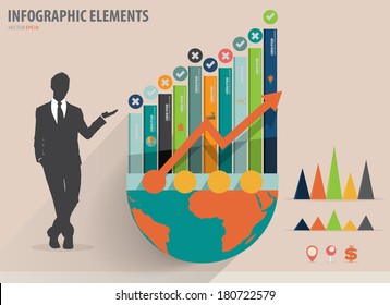 Plantilla de diseño de infografía - grafo de diseño moderno con elementos de infografía, puede utilizarse para concepto de negocio, ilustración vectorial