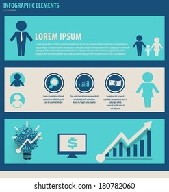 Plantilla de diseño de infografía - grafo de diseño moderno con elementos de infografía, puede utilizarse para concepto de negocio, ilustración vectorial