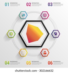 Infographic design template. Modern statistics vector hexagon. illustration