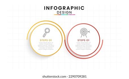 Infographic design template modern timeline. 2 options or steps, Business project template for presentation and report.