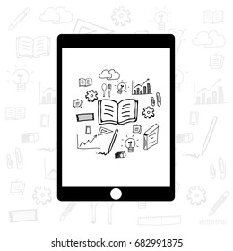 Infografische Design-Vorlage - Modernes Touchscreen-Gerät mit Anwendungssymbol, Vektorgrafik.