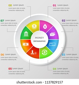 Infographic design template with money icons, stock vector