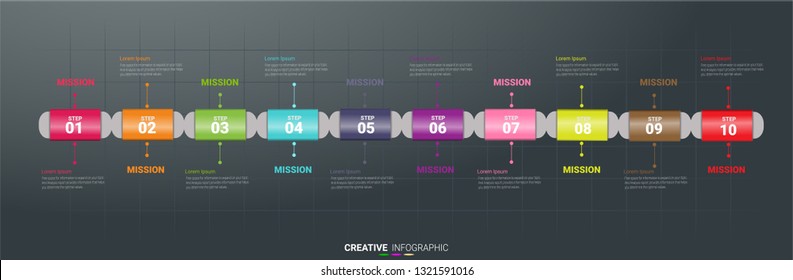 Infographic design template with numbers 10 option can be used for workflow layout, diagram, number step up options.