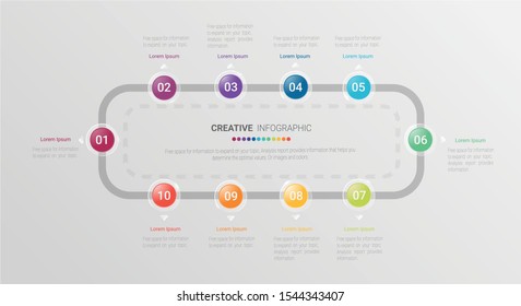 Infographic design template with numbers 10 option can be used for workflow layout, diagram, number step up options. 