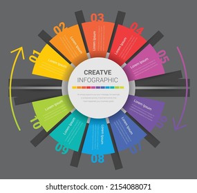 Infographic design template with numbers 10 option for Presentation infographic, Timeline infographics, steps or processes. Vector illustration.