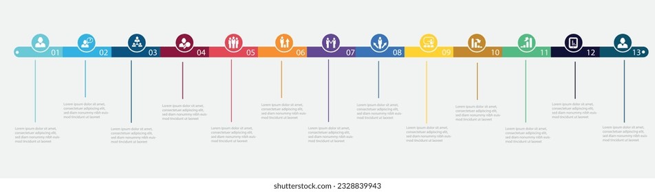 Plantilla de diseño infográfico con números 13 opción para Presentación.plantilla infográfica para gráficos, gráfico circular, diseño de flujo de trabajo, diagrama de ciclo, folleto, informe, presentación, diseño web.