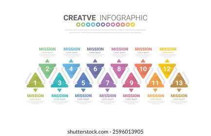 Infographic design template with numbers 13 option for Presentation infographic, Timeline infographics, steps or processes. Vector illustration.