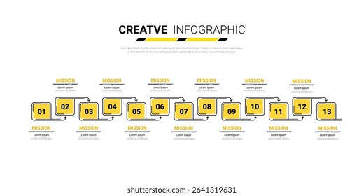 Infographic design template with numbers 13 option for Presentation infographic, Timeline infographics, steps or processes. Vector illustration.