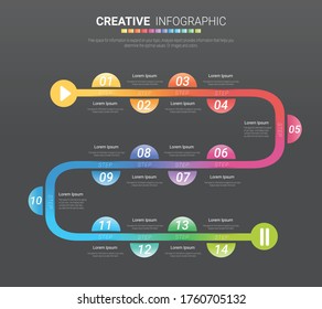 Infographic design template with numbers 14 option for Presentation infographic, Timeline infographics, steps or processes. Vector illustration.