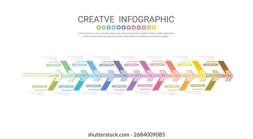 Plantilla de diseño de infografía con números 14 opción para infografía de presentación, infografía de línea de tiempo, pasos o procesos. Ilustración vectorial.