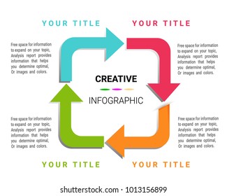 Infographic design template with numbers 4 option for Presentation infographic, Timeline infographics, steps or processes.  Vector illustration.