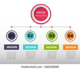 Infographic design template with numbers 4 option for Presentation infographic, Timeline infographics, steps or processes.  Vector illustration.