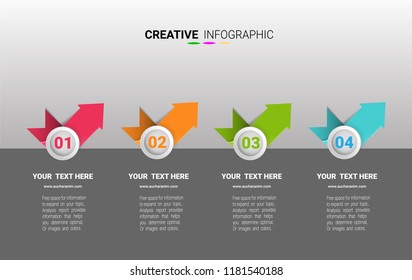 Infographic design template with numbers 4 option for Presentation infographic, Timeline infographics, steps or processes.  Vector illustration.