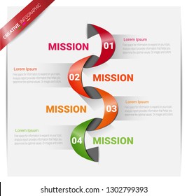 Infographic design template with numbers 4 option for Presentation infographic, Timeline infographics, steps or processes.  Vector illustration.