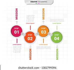 Infographic design template with numbers 4 option for Presentation infographic, Timeline infographics, steps or processes.  Vector illustration.