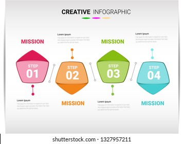 Infographic design template with numbers 4 option for Presentation infographic, Timeline infographics, steps or processes.  Vector illustration.