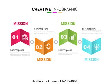 Infographic design template with numbers 4 option for Presentation infographic, Timeline