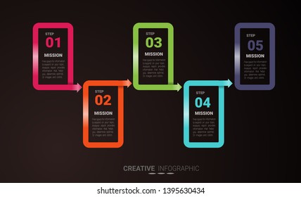 Infographic design template with numbers 5 option can be used for workflow layout, diagram, number step up options. 