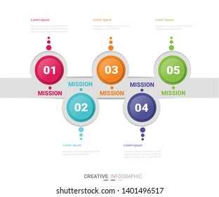 Infographic design template with numbers 5 option can be used for workflow layout, diagram, number step up options. 