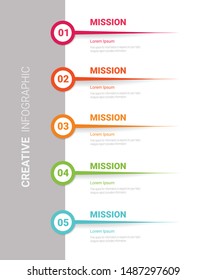 Infographic design template with numbers 5 option can be used for workflow layout, diagram, number step up options. 