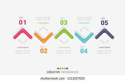 Infographic design template with numbers 5 option can be used for workflow layout, diagram, number step up options. 