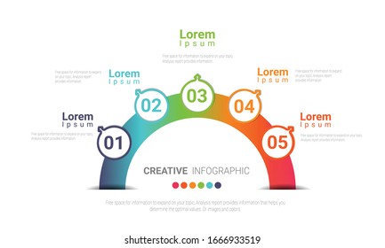 Infographic design template with numbers 5 option can be used for workflow layout, diagram, number step up options. 