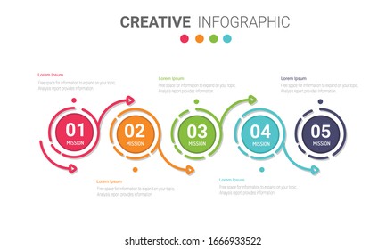 Infographic design template with numbers 5 option can be used for workflow layout, diagram, number step up options. 