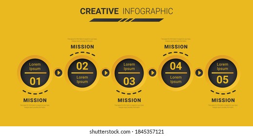Infographic design template with numbers 5 option can be used for workflow layout, diagram, number step up options. 