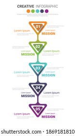 La plantilla de diseño infográfico con la opción de números 5 se puede utilizar para las opciones de diseño de flujo de trabajo, diagrama, escalón de número. 